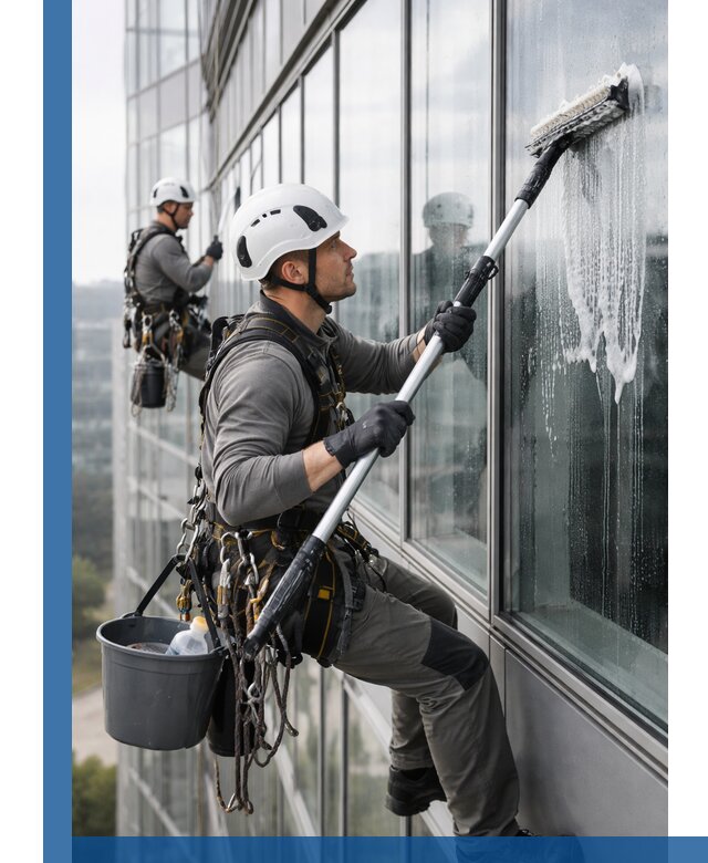 Высотная мойка сплошного остекления с выездом в Белогорске