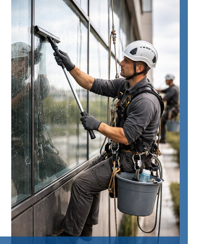 Мойка стеклянных фасадов в Белогорске от 204 р. | ВЫСОТНИК-Бгк