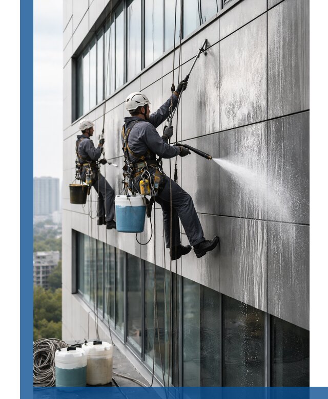 Профессиональная мойка вентилируемых фасадов в Белогорске