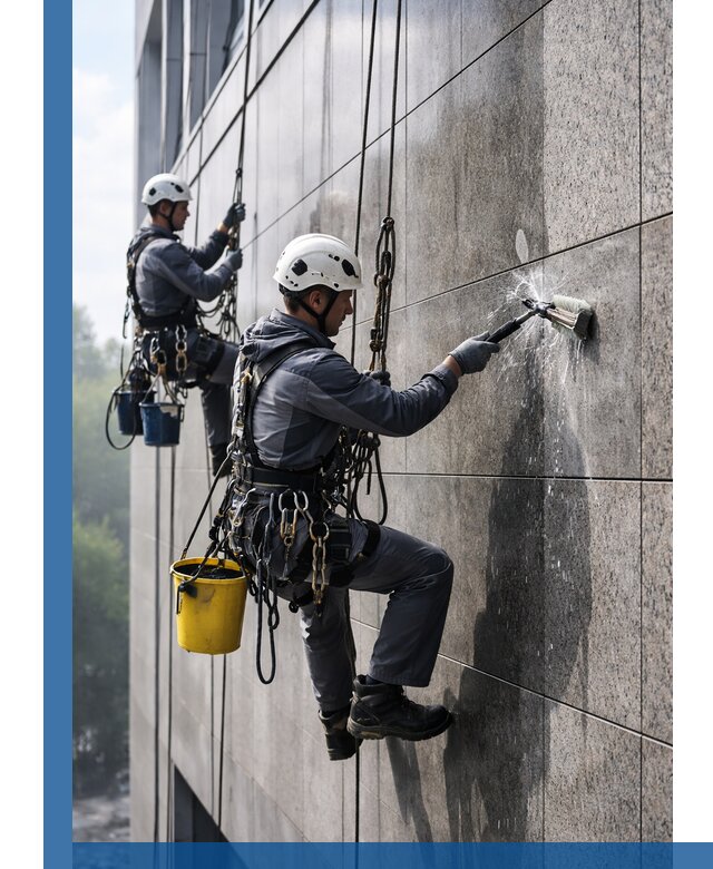 Профессиональная мойка фасада из керамогранита в Белогорске