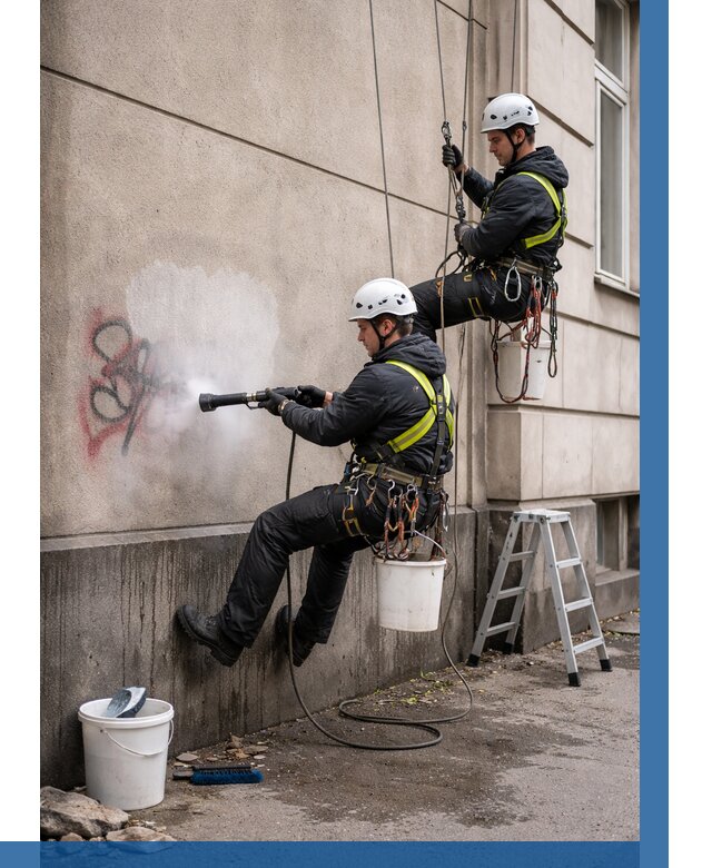 Удаление граффити с фасада в Белогорске от 4591 р. | ВЫСОТНИК-Бгк