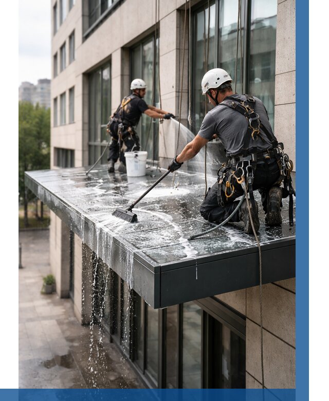 Мойка козырьков и навесов в Белогорске от 3571 р. | ВЫСОТНИК-Бгк