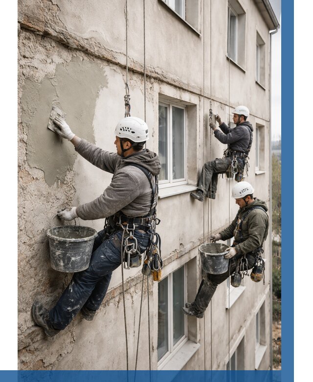 Ремонт штукатурного фасада в Белогорске от 765 р. под ключ | ВЫСОТНИК-Бгк