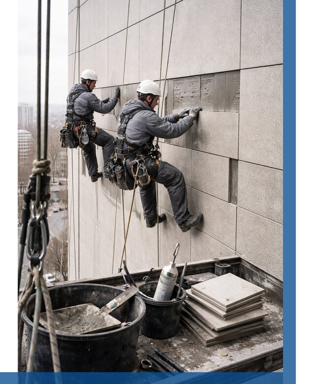 Ремонт фасада из керамогранита в Белогорске от 2551 р. | ВЫСОТНИК-Бгк