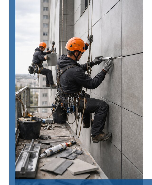 Профессиональный ремонт фасада из керамогранита в Белогорске