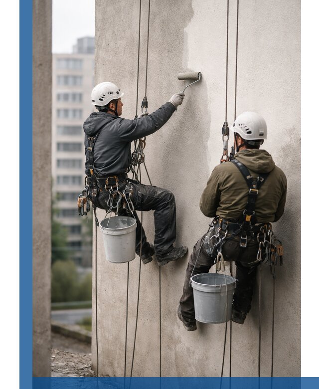 Покраска фасадов высотными альпинистами в Белогорске с гарантией