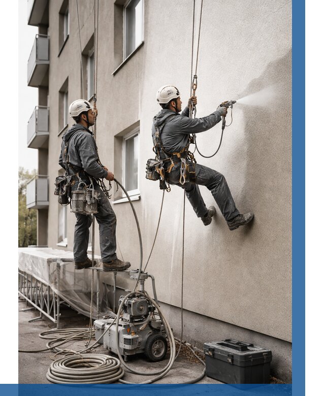 Безвоздушная покраска фасада в Белогорске от 224 р/м² | ВЫСОТНИК-Бгк