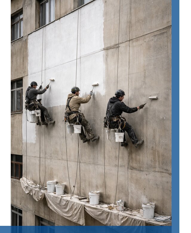 Покраска бетонного фасада в Белогорске от 357 р за м2 | ВЫСОТНИК-Бгк