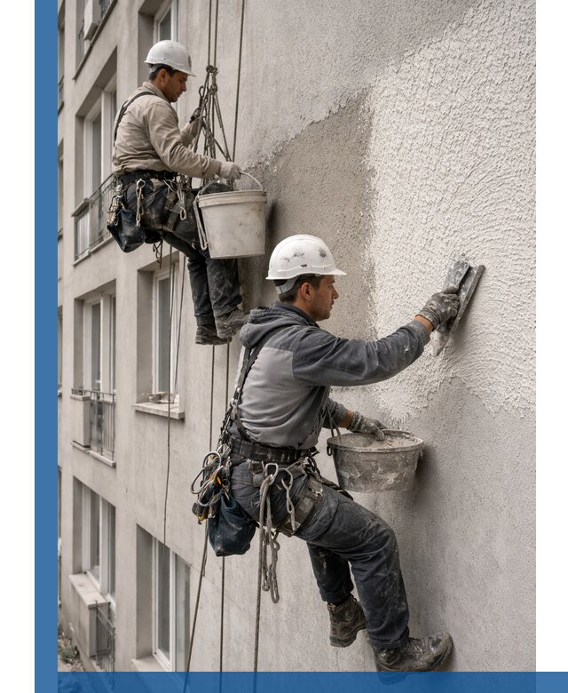 Нанесение декоративной штукатурки короед на фасад в Белогорске