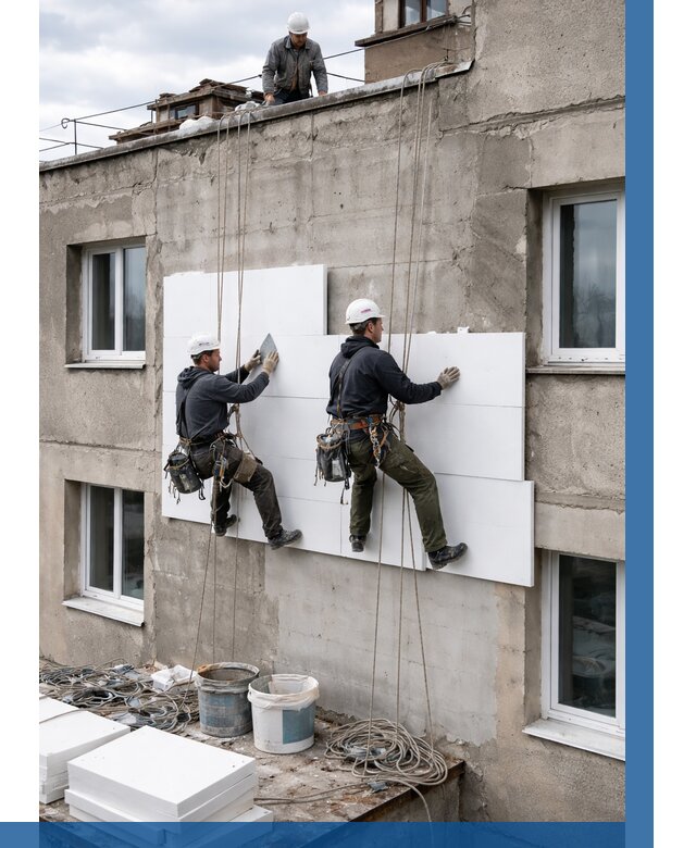 Утепление фасада пенополистиролом в Белогорске от 1836 р. | ВЫСОТНИК-Бгк