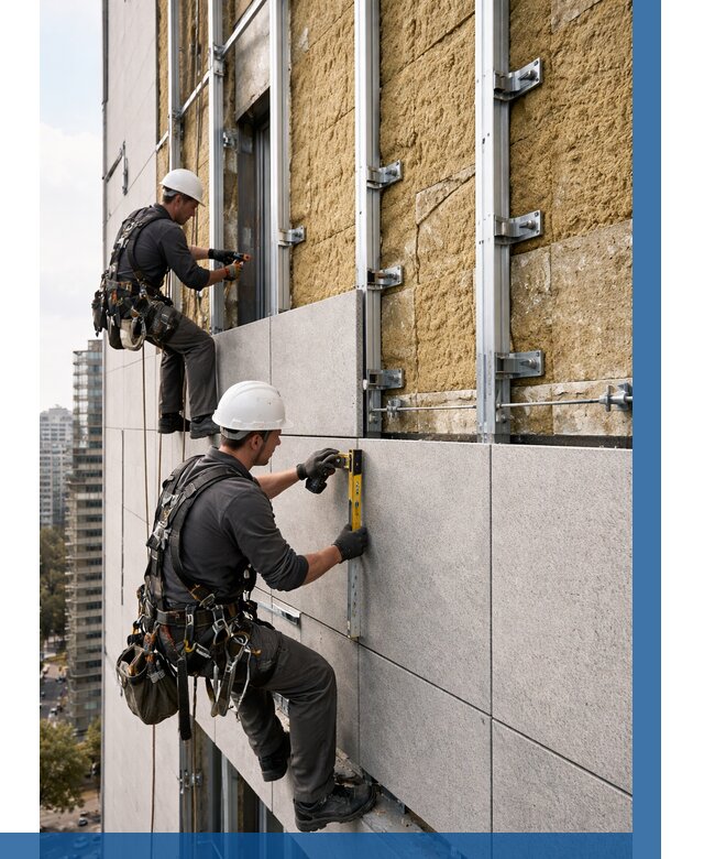 Монтаж вентилируемого фасада в Белогорске от 3571 р. | ВЫСОТНИК-Бгк