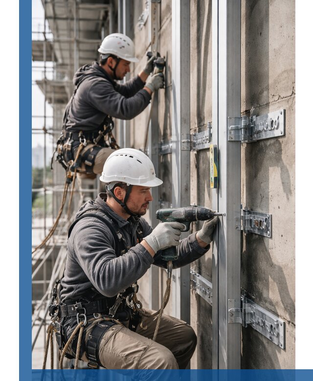 Монтаж и крепление подсистемы вентфасада в Белогорске