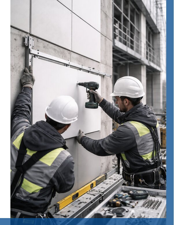 Монтаж композитных панелей фасада в Белогорске от 2551 р. | ВЫСОТНИК-Бгк