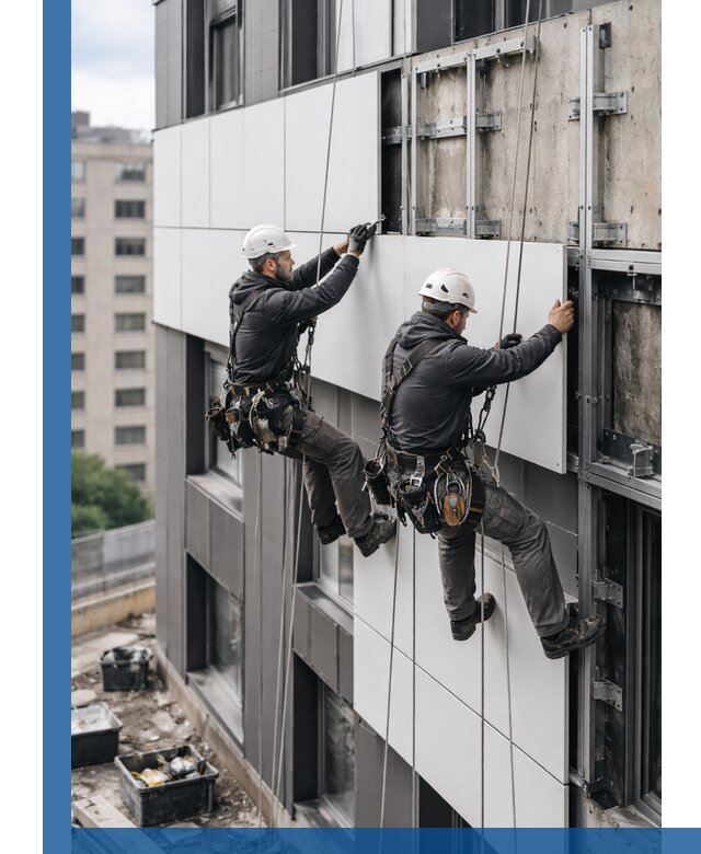 Монтаж композитных панелей фасада в Белогорске под ключ