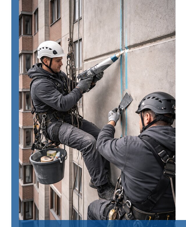 Вторичная герметизация швов фасада и кровли в Белогорске