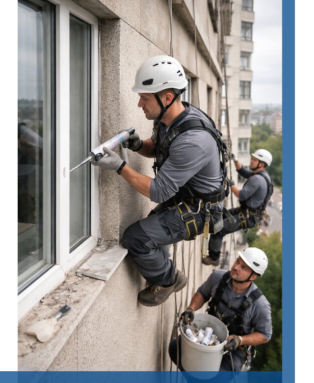 Герметизация оконных швов снаружи в Белогорске от 1530 р. | ВЫСОТНИК-Бгк