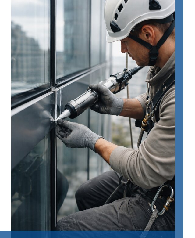 Герметизация стыков витража в Белогорске от 1224 р. | ВЫСОТНИК-Бгк