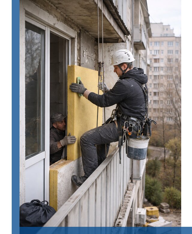 Профессиональное утепление балкона снаружи в Белогорске под ключ