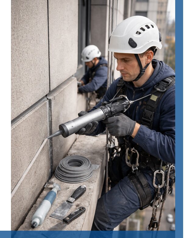 Герметизация деформационных швов фасада в Белогорске от 714 | ВЫСОТНИК-Бгк