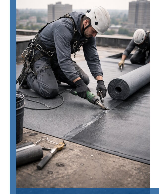 Ремонт мягкой кровли в Белогорске с выездом промальпинистов