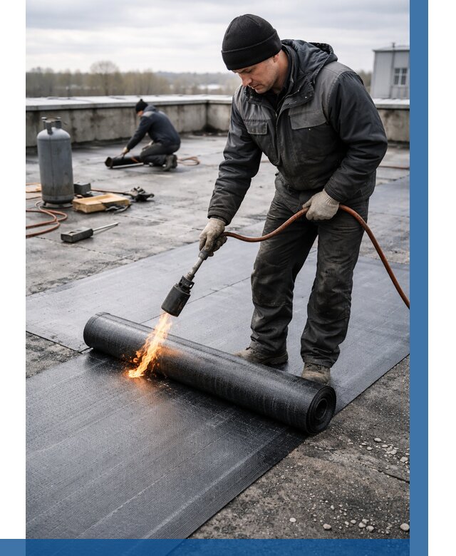 Ремонт наплавляемой кровли в Белогорске от 714 р. | ВЫСОТНИК-Бгк