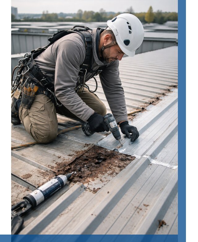 Ремонт профнастила на кровле в Белогорске от 714 р. | ВЫСОТНИК-Бгк