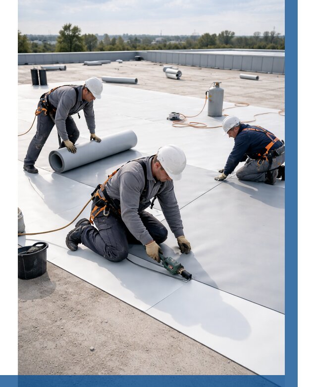 Монтаж мембранной кровли под ключ в Белогорске от 1224 р. | ВЫСОТНИК-Бгк