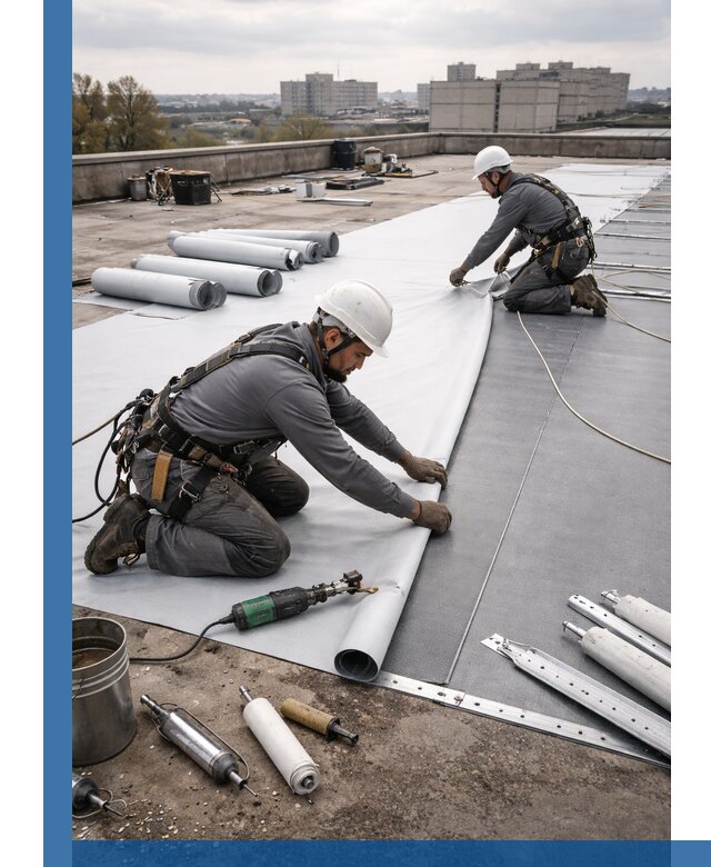 Монтаж мембранной кровли в Белогорске для промышленных зданий