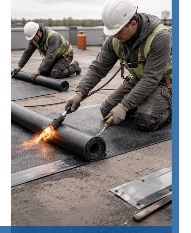 Монтаж наплавляемой кровли в Белогорске от 867 р. — ВЫСОТНИК-Бгк