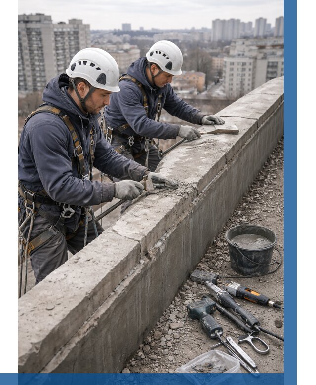 Ремонт парапета на кровле в Белогорске от 1530 р. | ВЫСОТНИК-Бгк