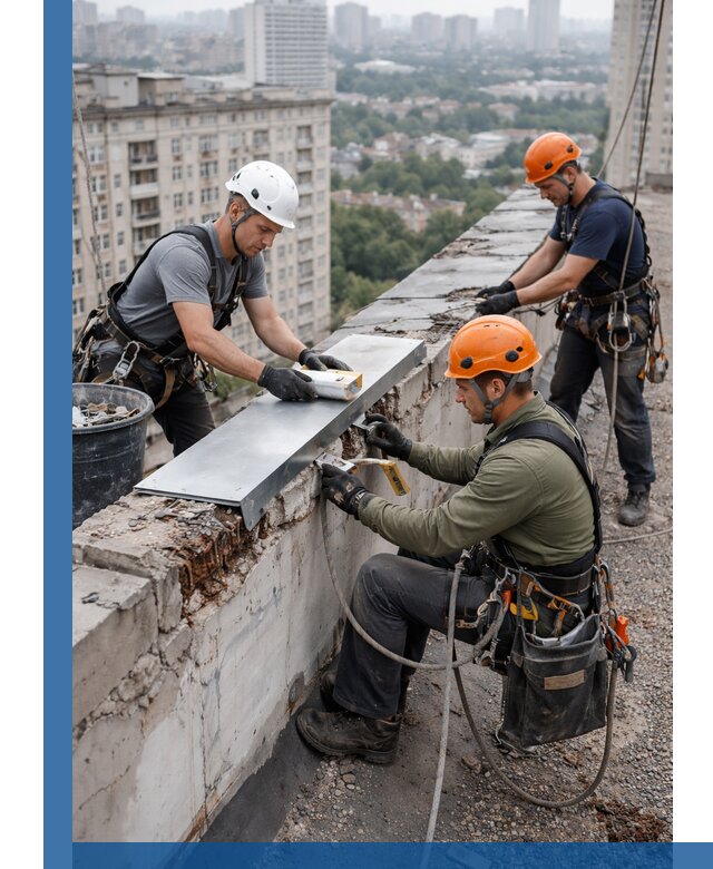 Ремонт парапета на кровле в Белогорске, высотные работы с гарантией