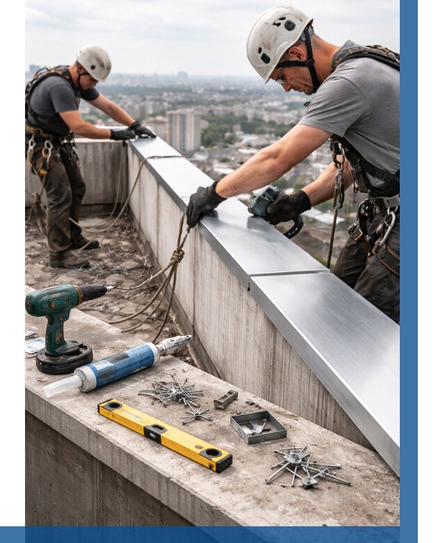 Монтаж парапетных крышек в Белогорске от 816 р. | ВЫСОТНИК-Бгк