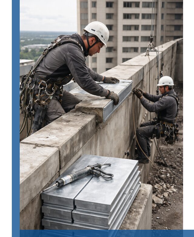 Замена парапетных крышек и установка новых в Белогорске