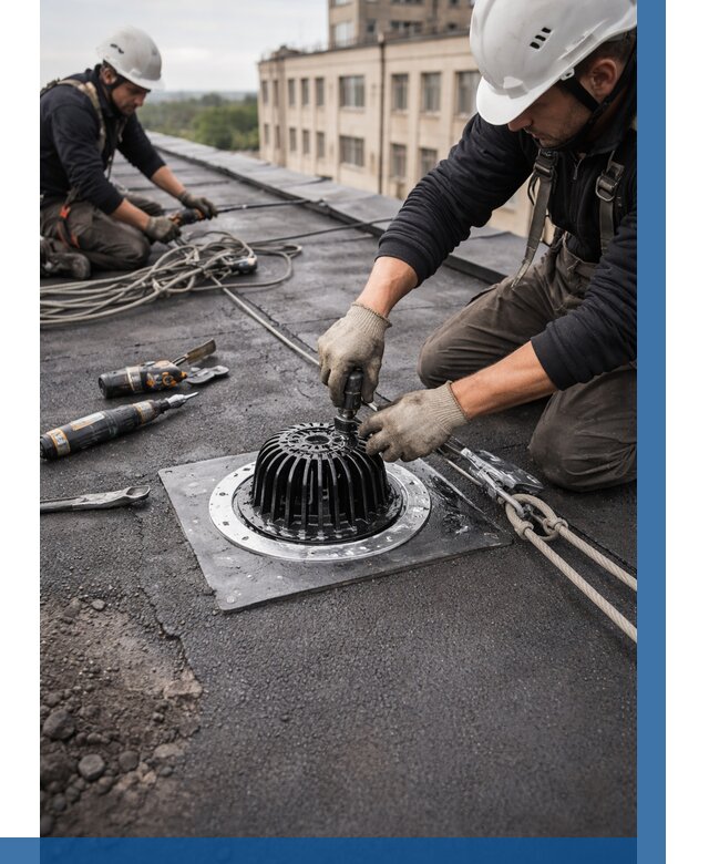 Установка водосточных воронок в Белогорске цена от 3571 р. | ВЫСОТНИК-Бгк