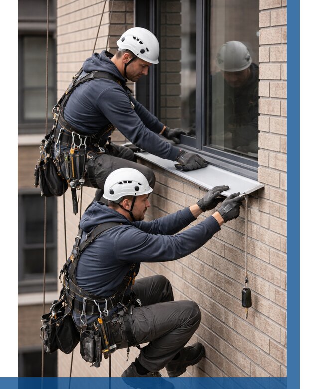 Монтаж оконных отливов под ключ в Белогорске от 3571 р. | ВЫСОТНИК-Бгк