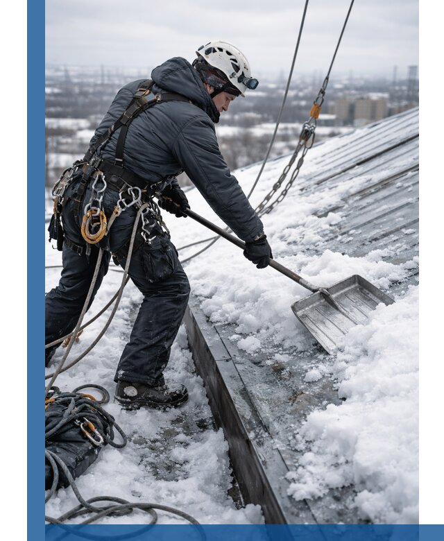 Профессиональная очистка кровли от снега и наледи в Белогорске