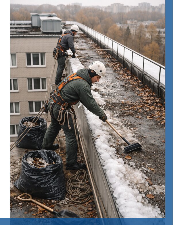 Очистка кровли по периметру в Белогорске от 561 р. | ВЫСОТНИК-Бгк