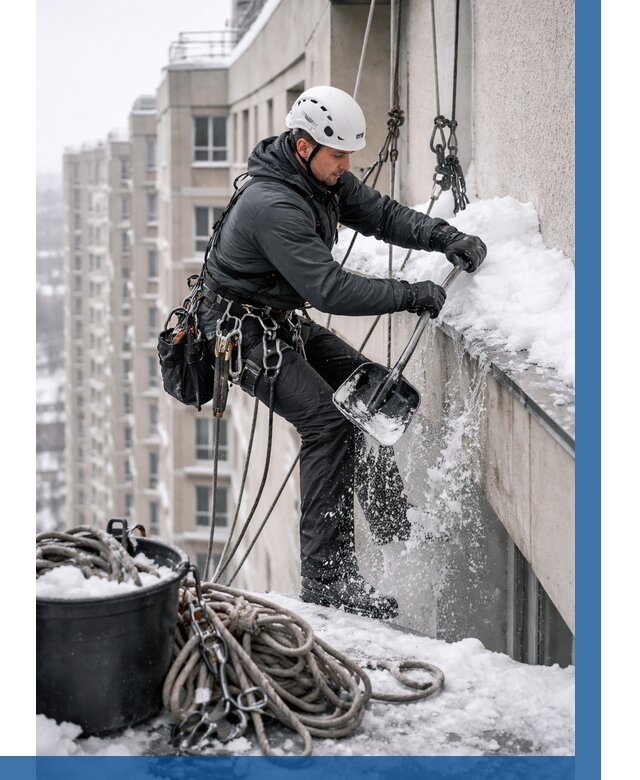 Очистка карнизов от снега в Белогорске от 306 р. | ВЫСОТНИК-Бгк