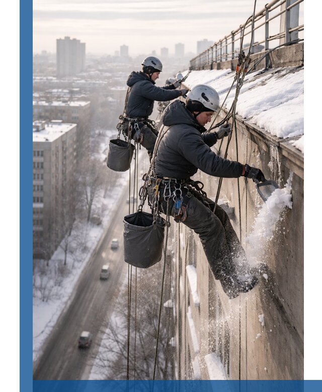 Очистка карнизов от снега в Белогорске профессионально и безопасно