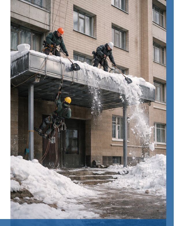 Очистка козырьков от снега в Белогорске от 3571 р. | ВЫСОТНИК-Бгк