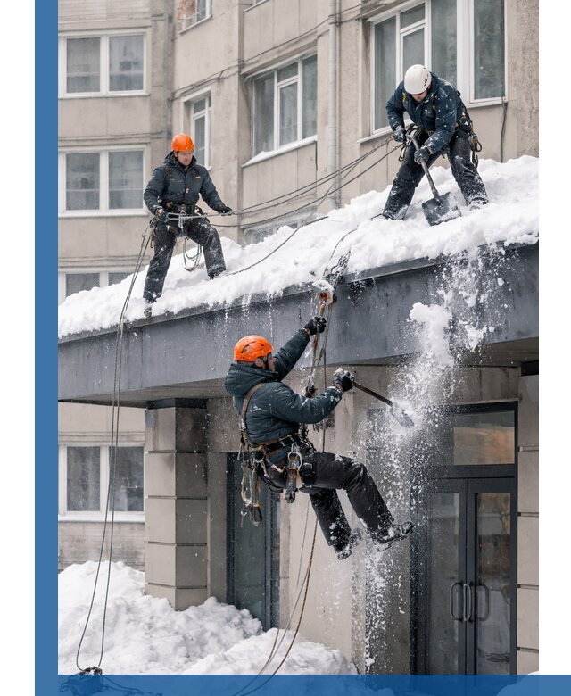 Безопасная очистка навесов от снега в Белогорске круглогодично