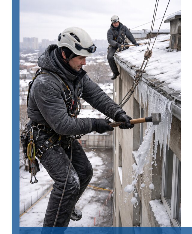 Сбивание и удаление сосулек с крыши в Белогорске безопасно