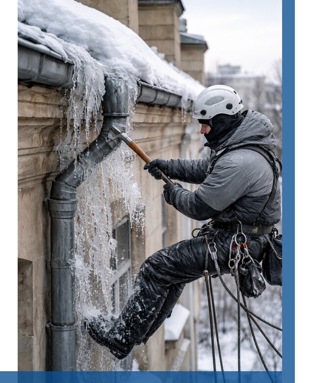 Очистка водостоков от льда в Белогорске от 3571 р. | ВЫСОТНИК-Бгк