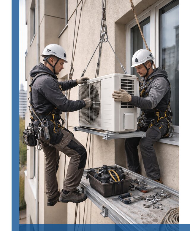 Перенос внешнего блока кондиционера в Белогорске с монтажом и крепежом