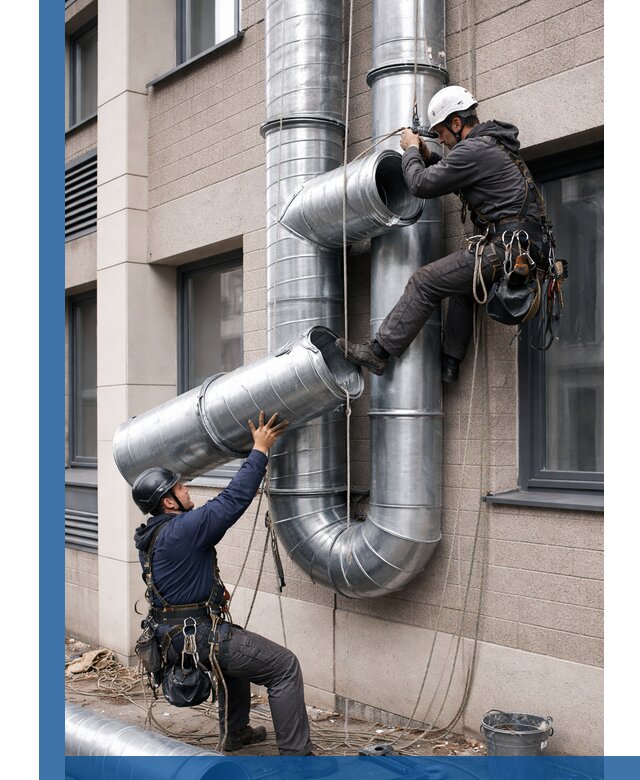 Монтаж фасадных воздуховодов в Белогорске с герметизацией и крепежом