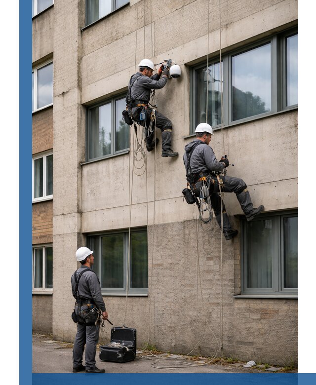 Монтаж фасадных камер видеонаблюдения в Белогорске под ключ