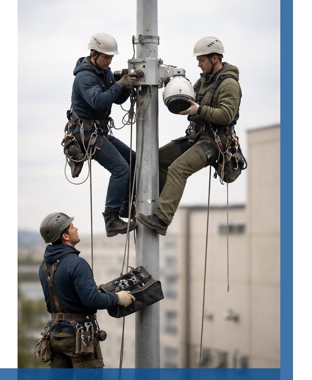 Установка видеокамер на мачте в Белогорске от 8672 р. | ВЫСОТНИК-Бгк