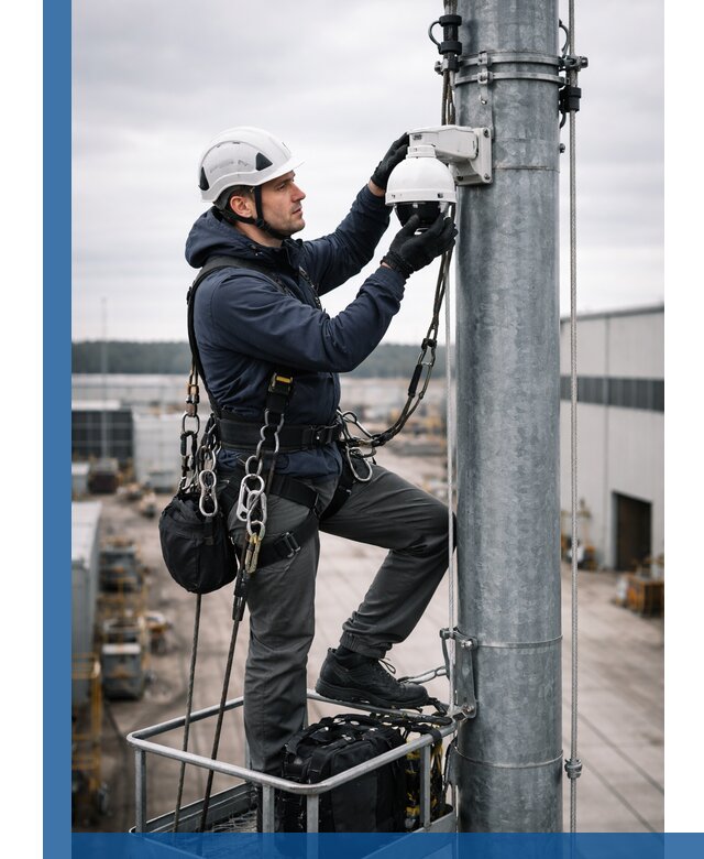 Профессиональная установка видеокамер на мачте в Белогорске