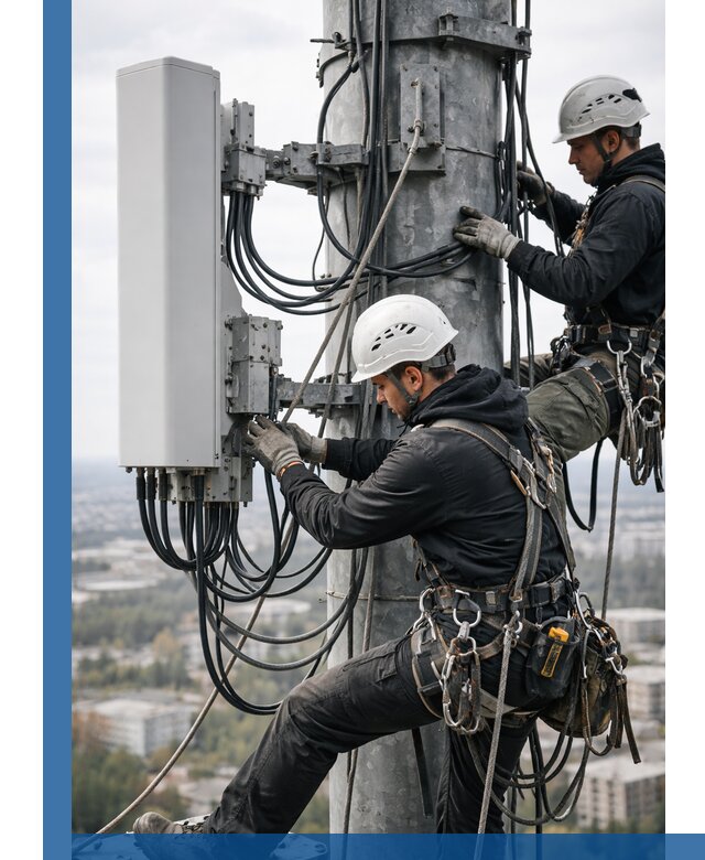 Монтаж оборудования связи на мачте в Белогорске с пусконаладкой