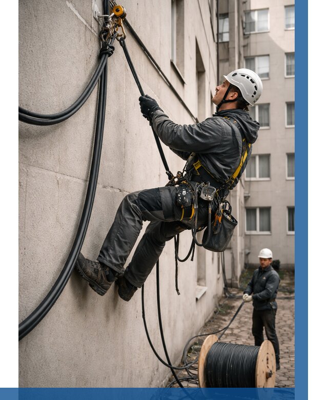 Протяжка кабеля питания на высоте в Белогорске от 459 р. | ВЫСОТНИК-Бгк